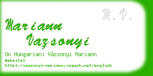 mariann vazsonyi business card